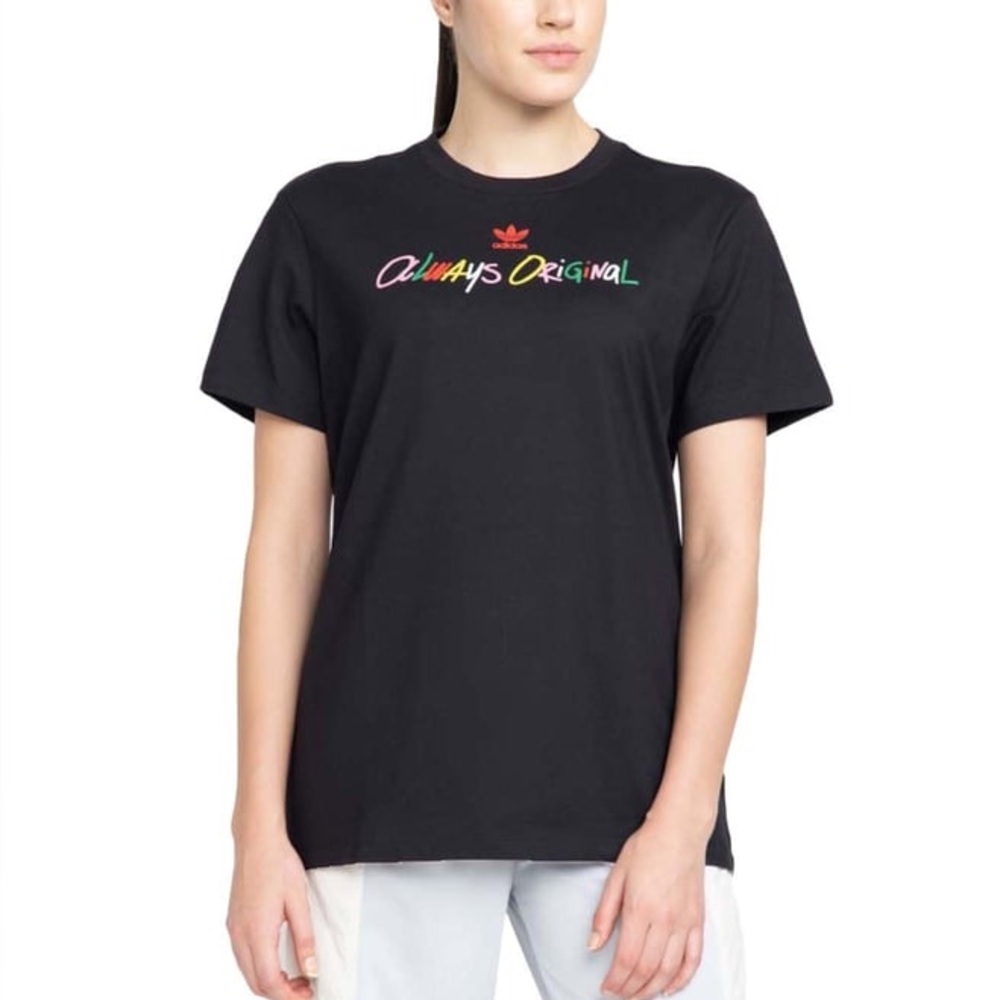 Adidas Always Original Black T-Shirt Women's Large 100% Cotton NWOT